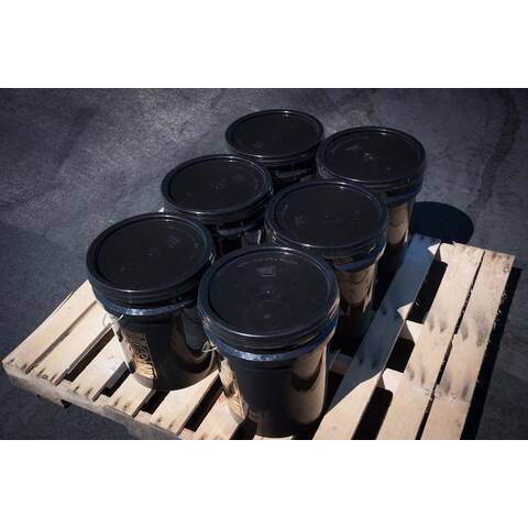 Pallet showing 6 buckets of BIGA Asphalt Emulsion Sealer