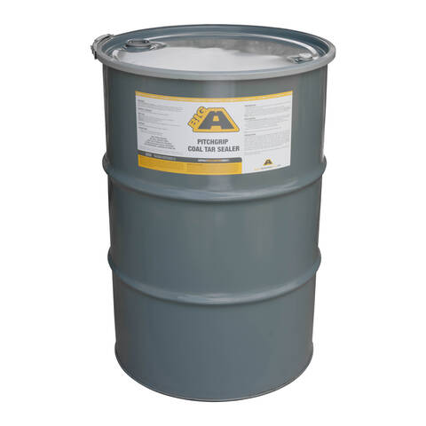 Overview image of a 55 gallon barrel of BIG A PitchGrip coal tar sealer