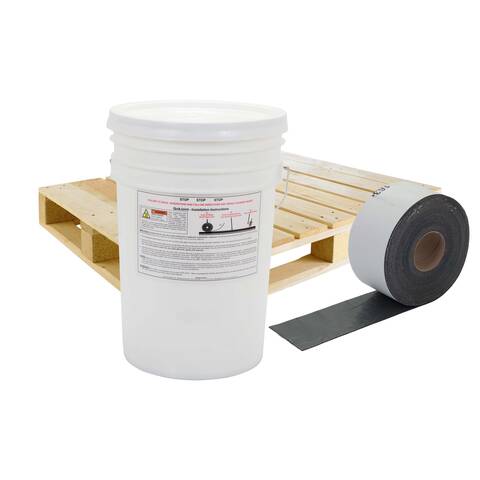 image of a pallet, bucket and 4 inch quikjoint crack tape
