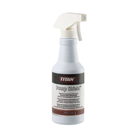 Front image of the 12 ounce spray bottle of Titan Pump Shield