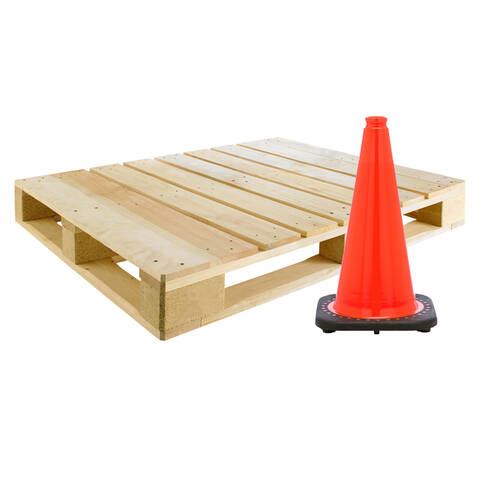 Pallet view of the no-collar JBC 18" 3lb construction cone