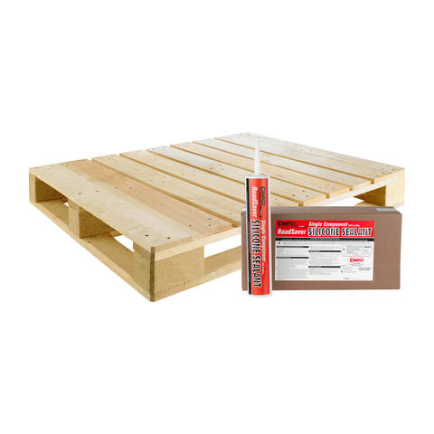 Pallet view of the Crafco self-leveling concrete joint sealer