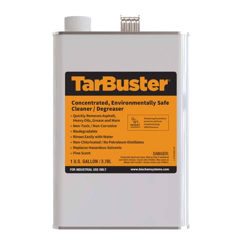 Overview image of a 1-gallon can of TarBuster Pavement and Industrial tar cleaner