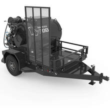 Overview image of the RynoWorx Airboss Pro 300 Gallon Sealcoat Trailer showing the front-right perspective