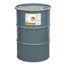 Front view of BIG A Pro-Hybrid asphalt sealer 55-gallon barrel drum on a solid white background