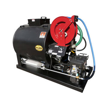 Right overview image of the Sealmate 350 gallon piston pump skid