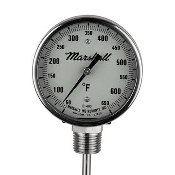 Closeup image of the Marshall melter thermometer