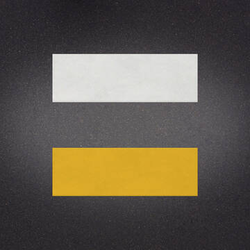 White over Yellow preformed thermoplastic example ontop of plastic showing relative sizes of 12 inches by 36 inches