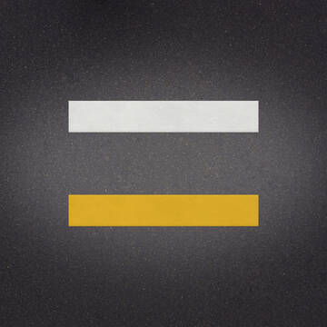 White over Yellow preformed thermoplastic example ontop of plastic showing relative sizes of 6 inches by 36 inches