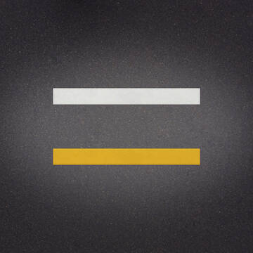 White over Yellow preformed thermoplastic example ontop of plastic showing relative sizes of 4 inches by 36 inches