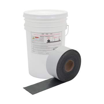 image: Roll of 4" QuikJoint Asphalt Crack Tape in front of bucket
