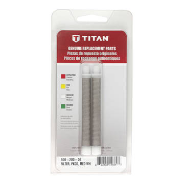 Image showing the packaged Titan medium mesh threaded paint spray gun filter
