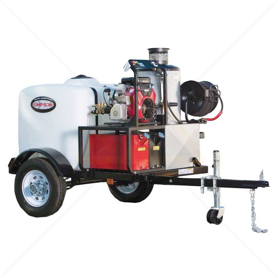 Simpson Stage 1 Hot Water PowerWasher Single Axle Trailer 95005 For Sale Asphalt Sealcoating Direct