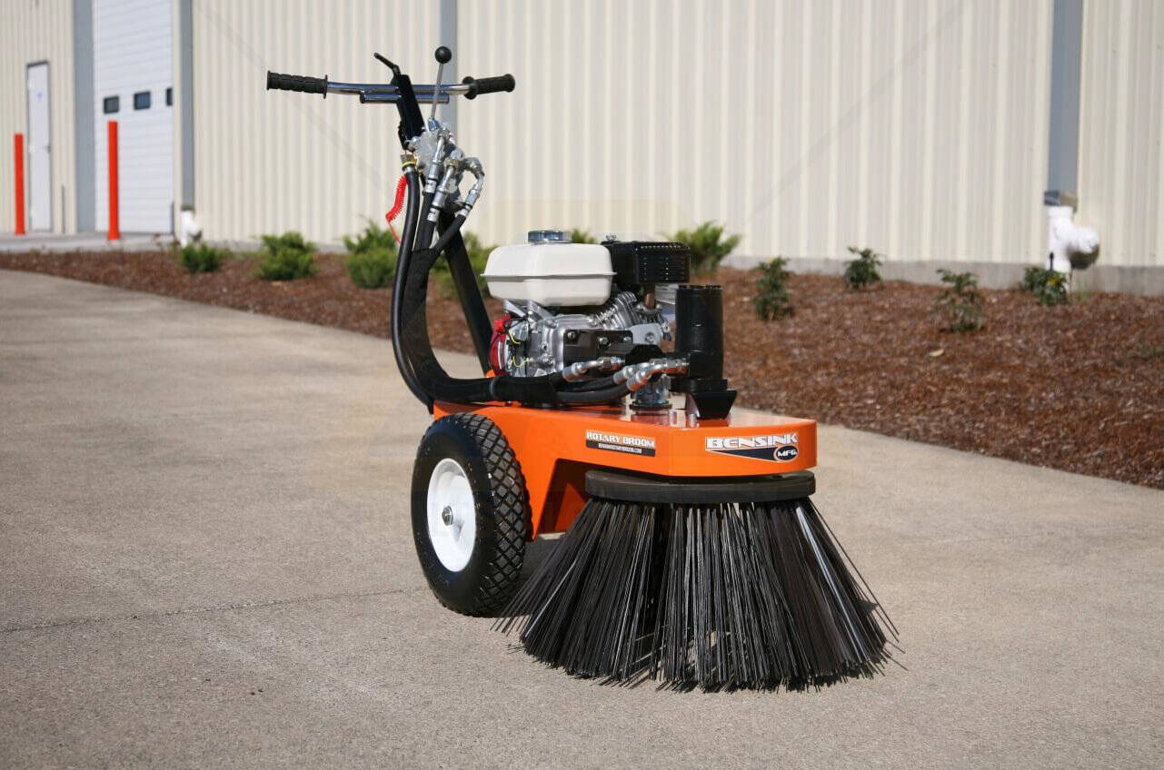 2-Strock BEAMNOVA Gas Powered Lawn Sweeper Power Broom Walk Behind Sweeper Hand Held Cleaning Machine for Concrete Driveway Lawn Garden 43cc 