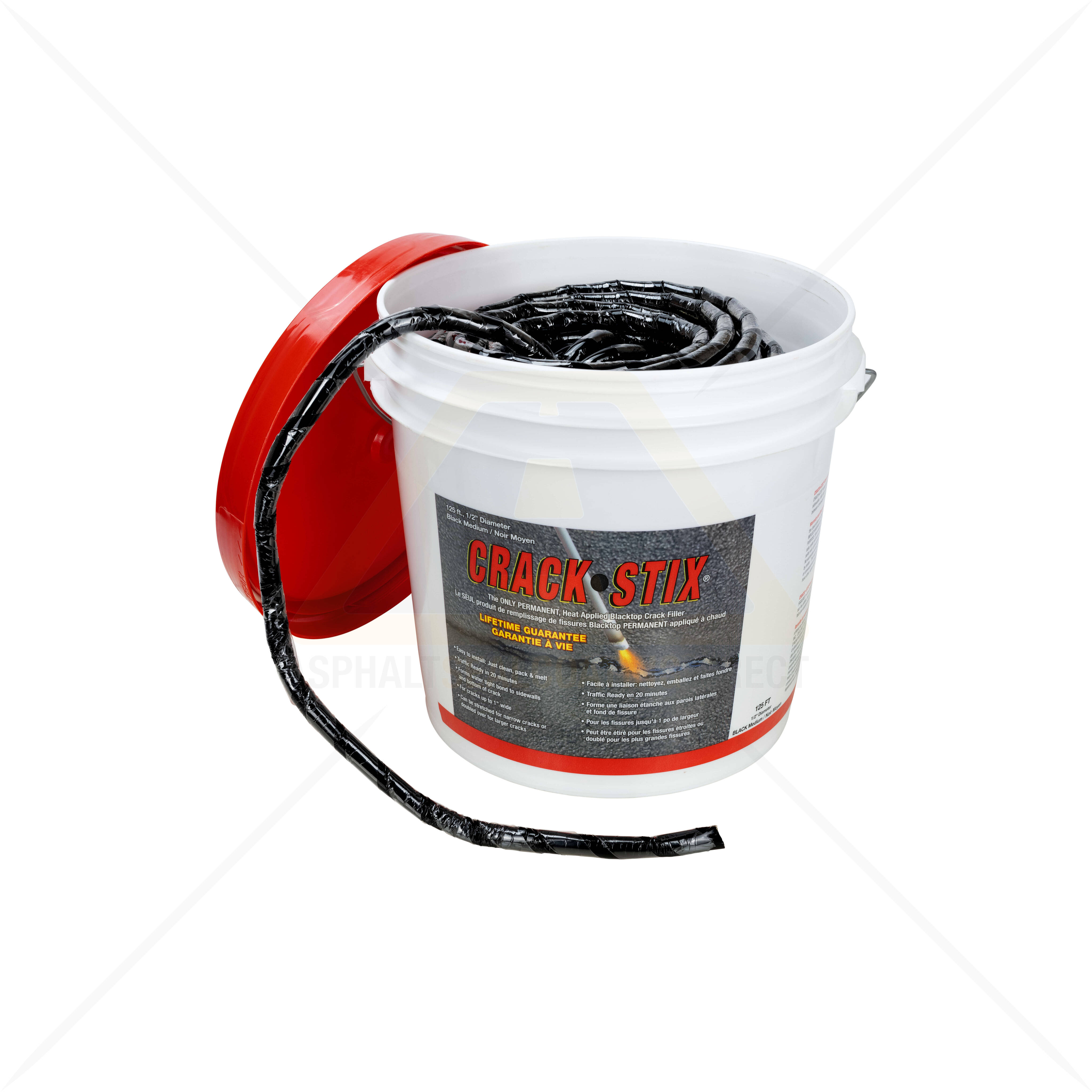 125ft x 1/2in Black Crack Stix Bucket - Easy Asphalt Repair For