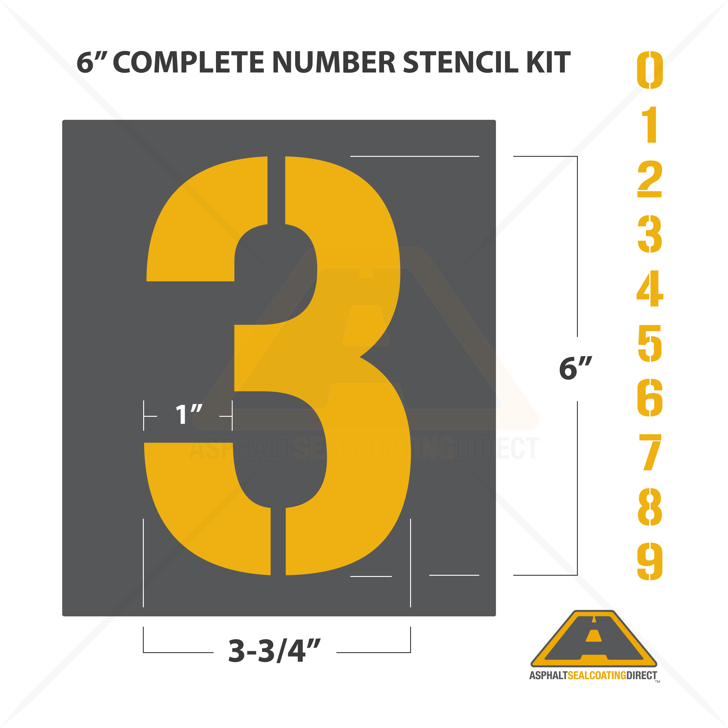 Number Stencil Kit, 6, 12 Piece